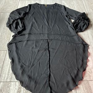 preloved Pretty Garden,XL, boat neck,long pop sleeves,asymmetric top for women